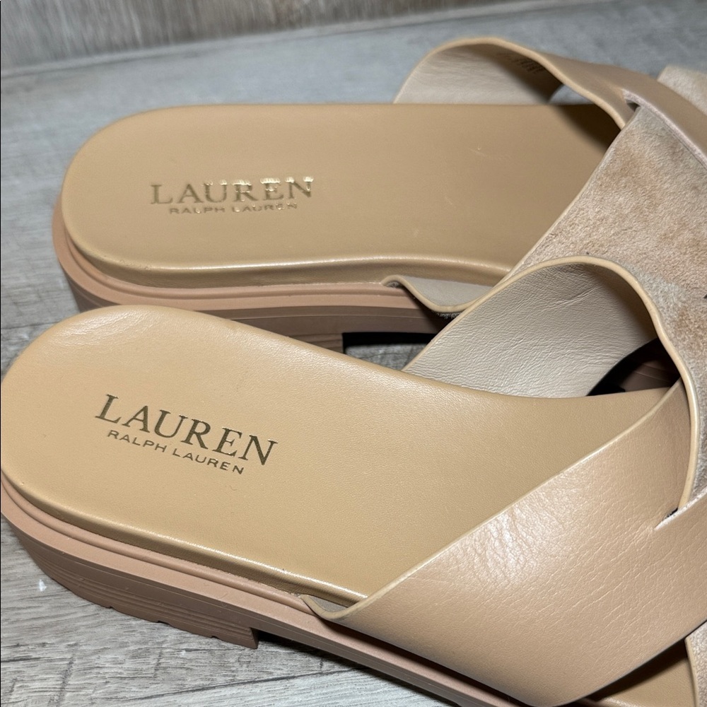Ralph Lauren Kelsie Leather Slide Sandals - Picture 5 of 8